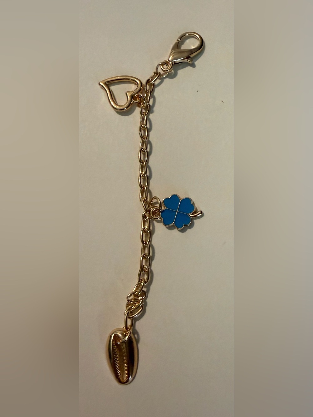 Gold-Tone with Blue Four-Leaf Clover Charm